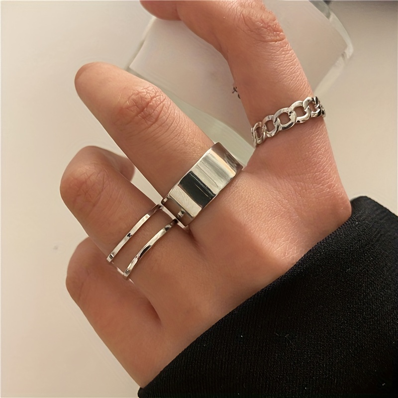 Hip hop Open Adjustable Ring Three Pieces Finger Ring